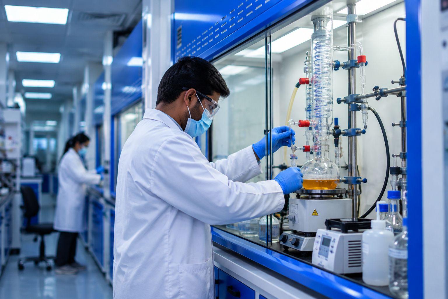 Chemists running a process development experiment at the Symbio R&D centre